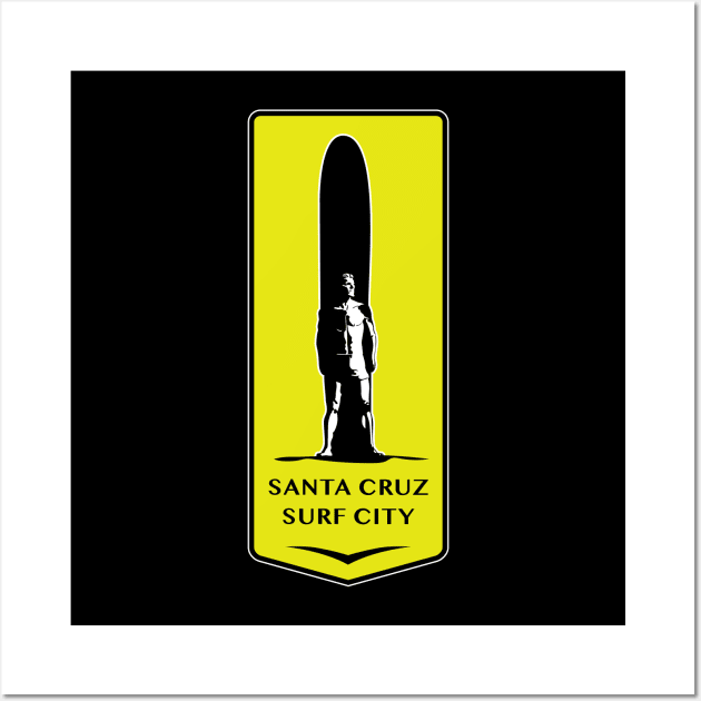 Surf City Santa Cruz California Surfer Statue Bill Lidderdale Sticker Wall Art by PauHanaDesign